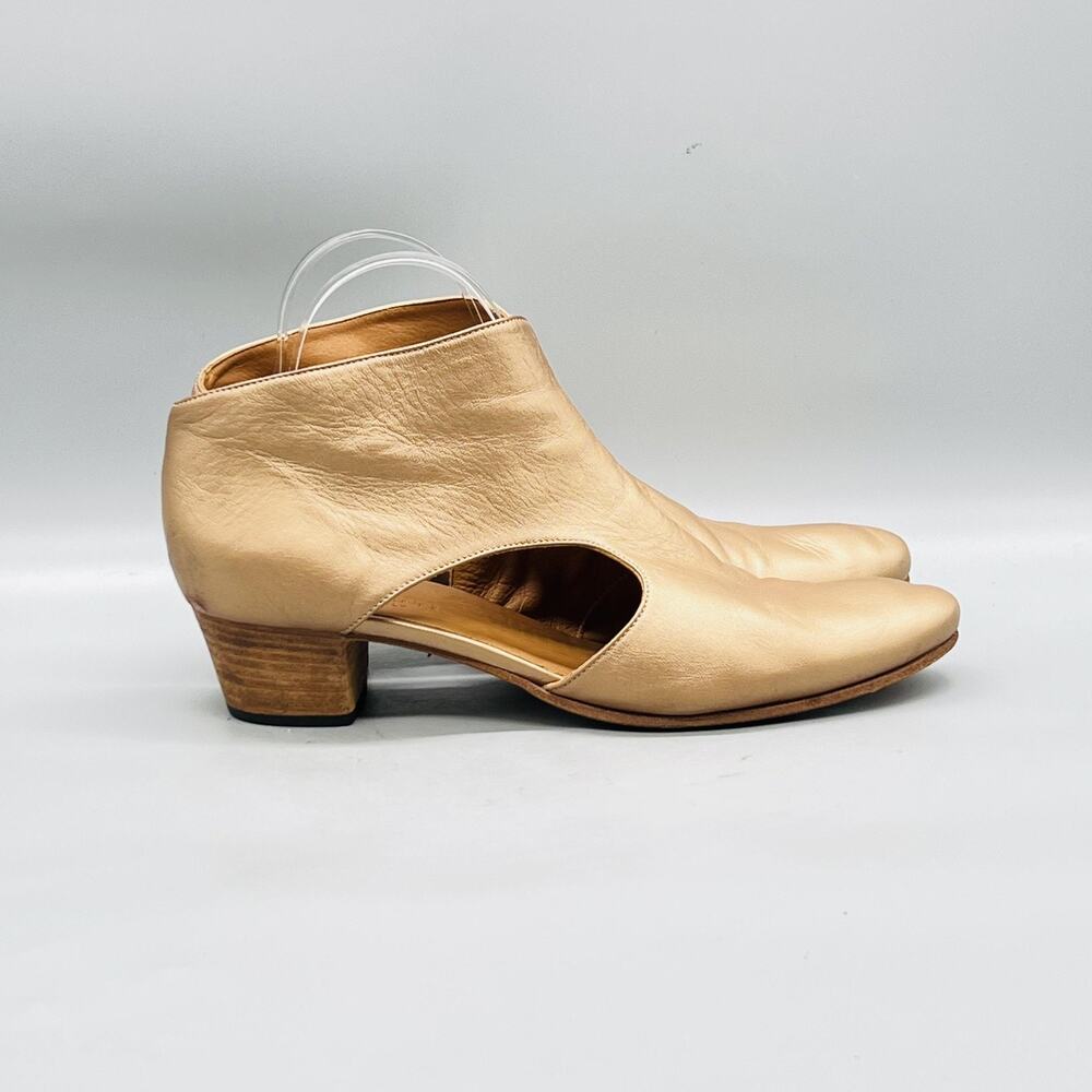 Pantanetti Boots Womens 9 Brown Gold Leather Cutout Ankle Booties Anthropologie